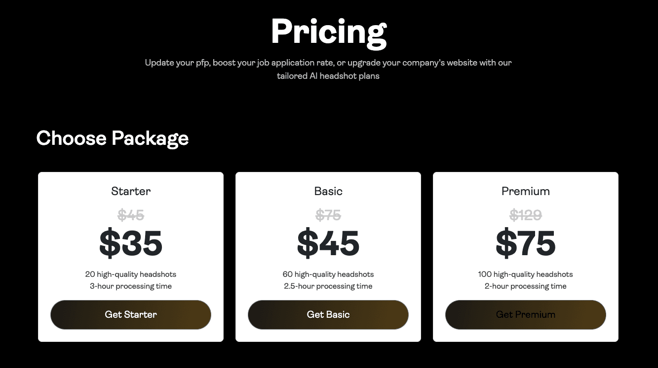 Screenshot of PortraitPal AI website pricing page showing subscription plans