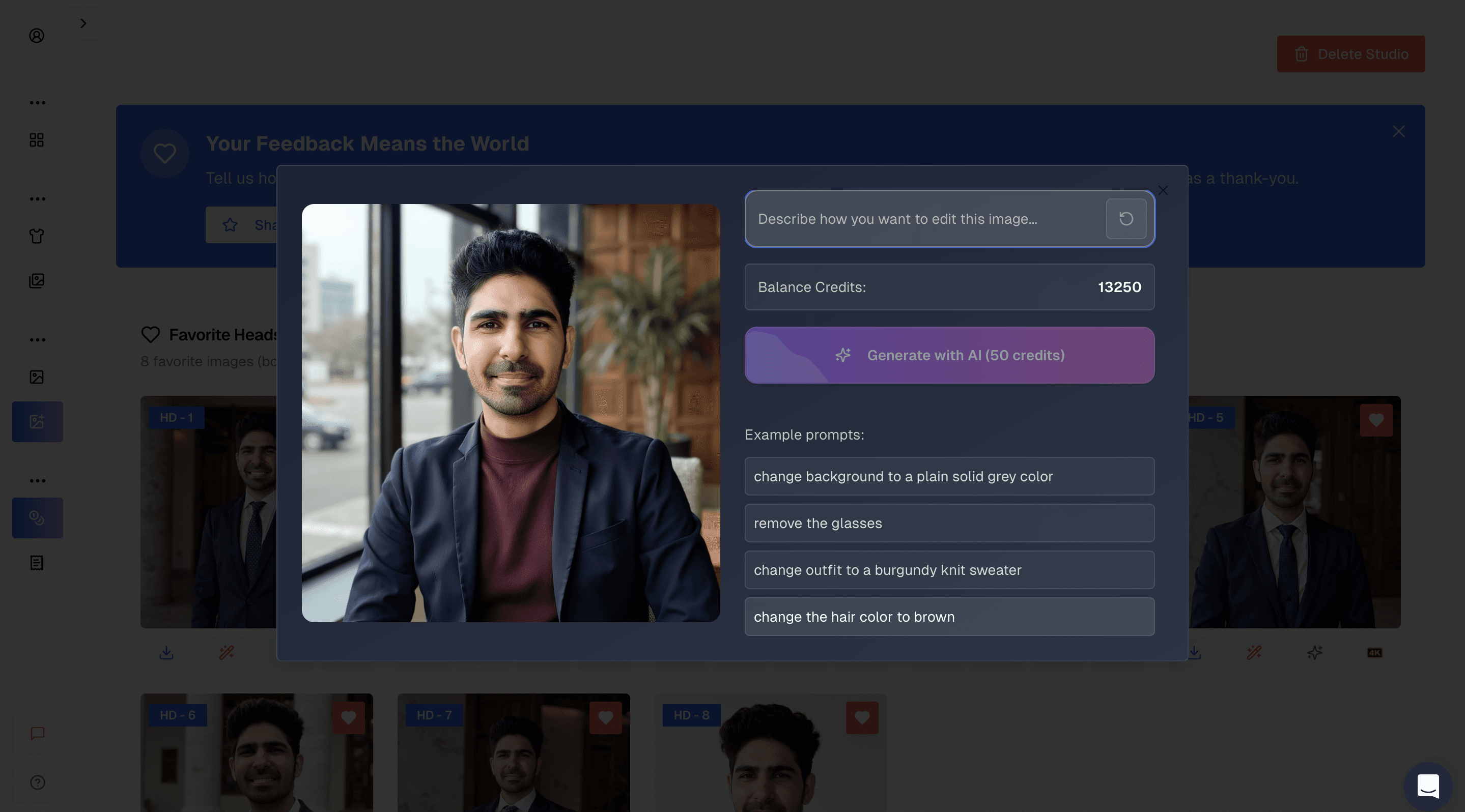 Screenshot of Proshoot before AI edit